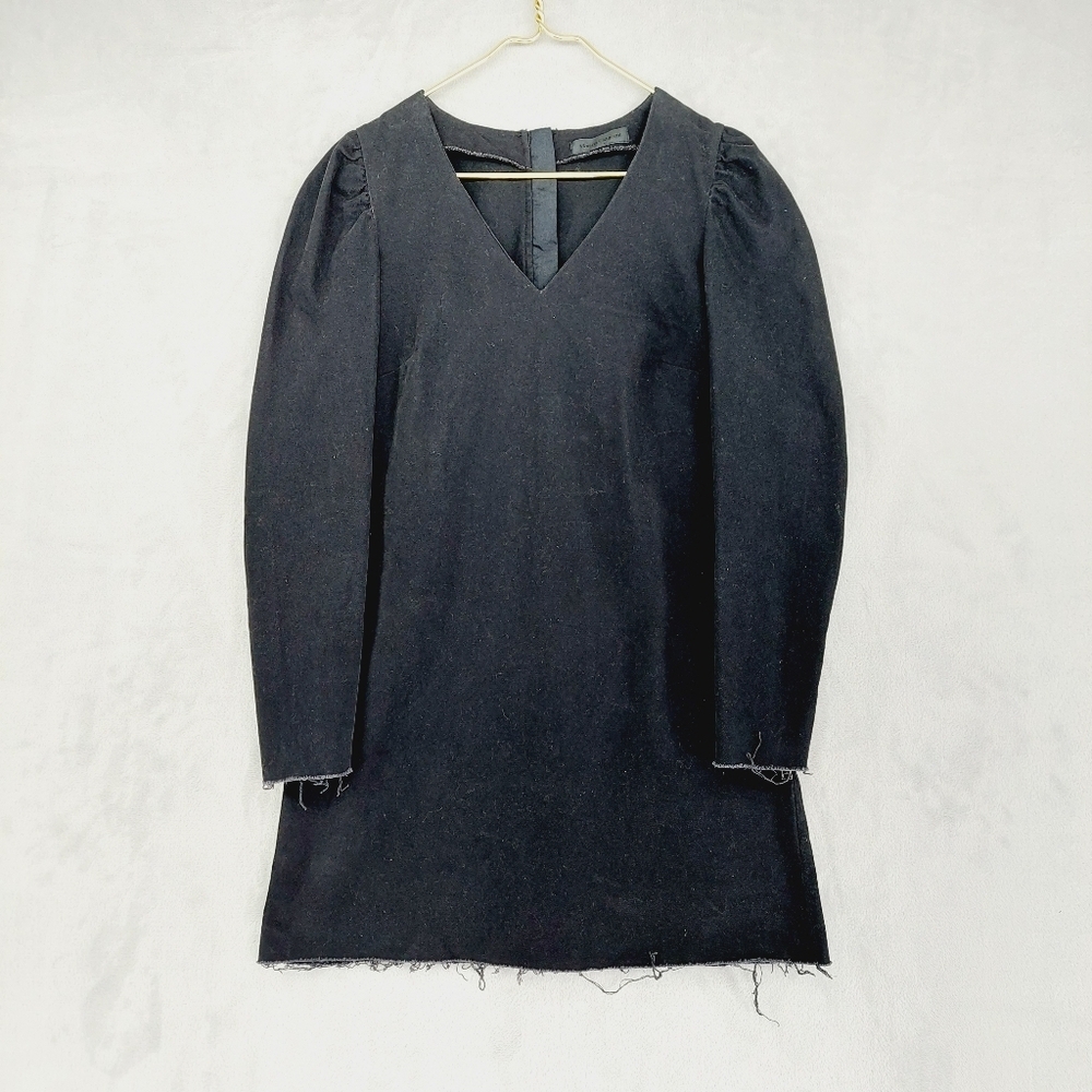 Maison Cinqcent Black Denim Distressed Destroyed Raw Grunge Punk Dress P2449